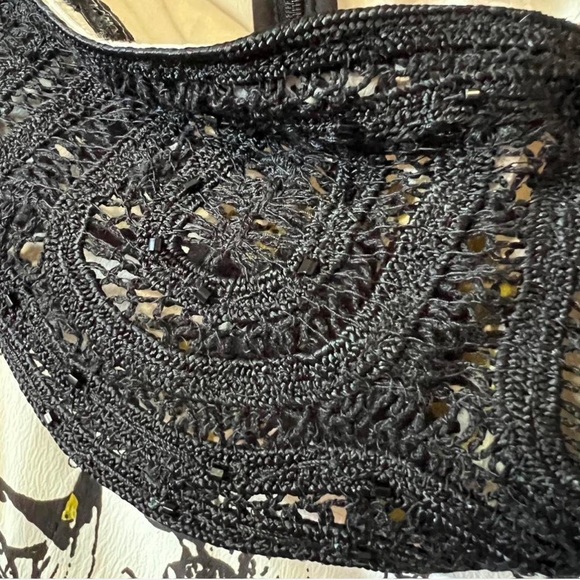 NWT Free People white/black hibiscus crochet lace with beaded accent - Picture 5 of 6